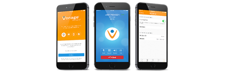 photo of 3 smartphones with the vonage app